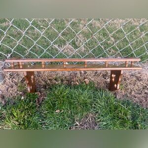 24” Vintage wood display shelf with chair rail accent & plate cut